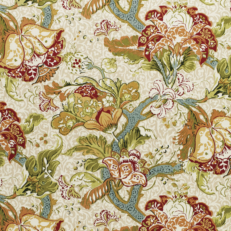 Tissu Ariella Jacobean, Brun / Vert