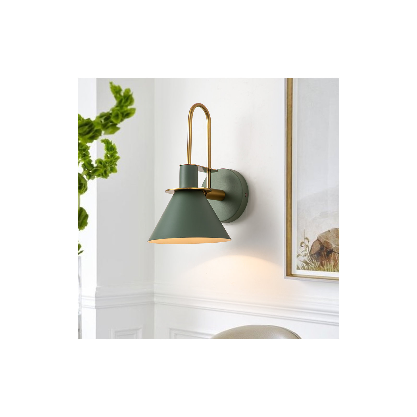 Jacoline 1-Light Dimmable Iron Armed Sconce , Green