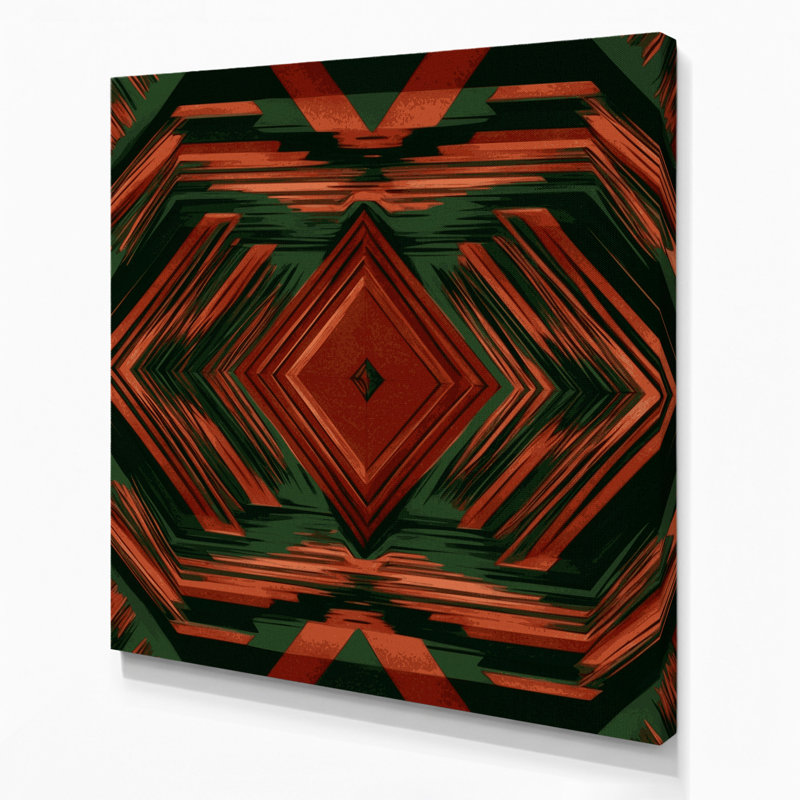 Art mural sur toile vert Op Art 70, H 16 po x l 16 po