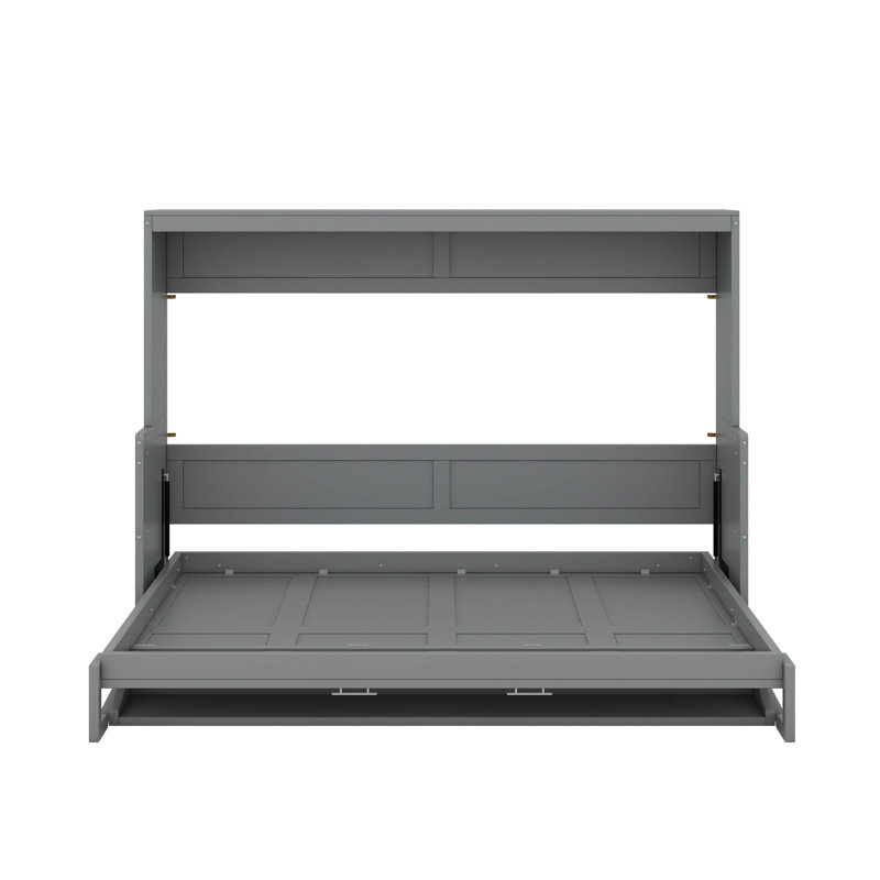 Queen Murphy Bed With Hydraulic Lift And Desk Design, Grey