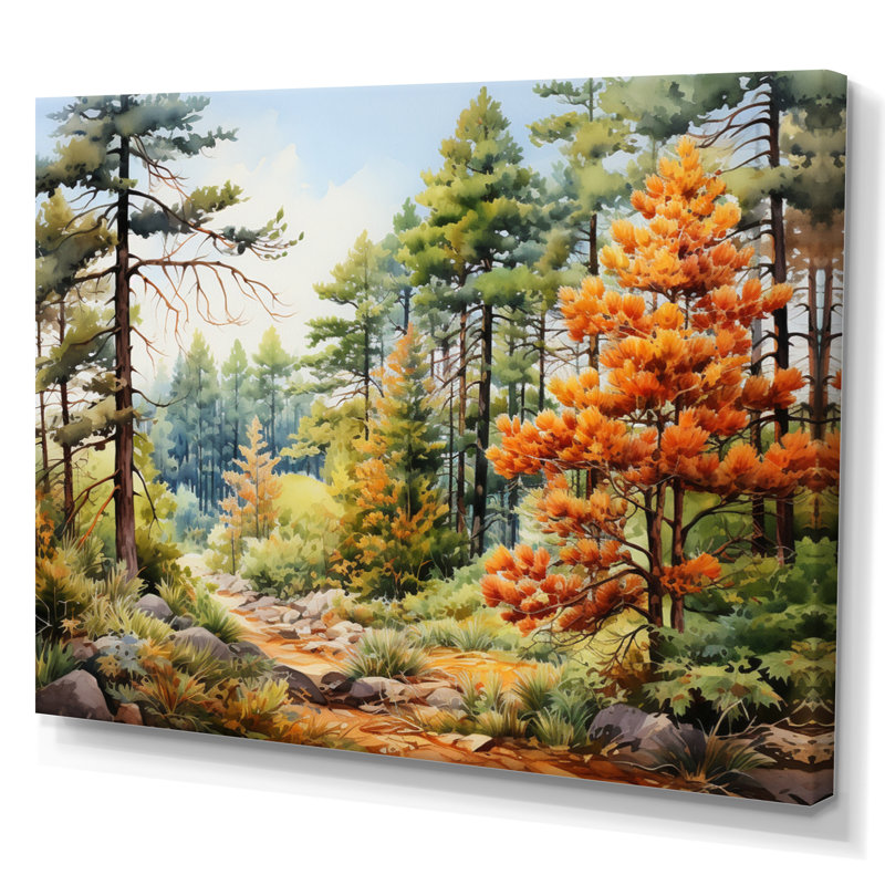 Pine Tree Autumn Whispers I - Tree Pine Wall Art Prints, H 24 po x l 32 po x P 1 po, Toile tendue