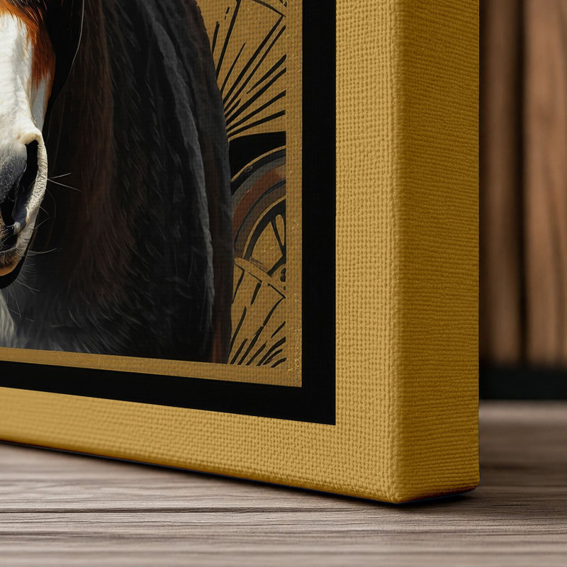 Donkey Portrait in Gold Art Deco - Wrapped Canvas, 18x12 - 45.7 x 30.5 cm, Ochre Border