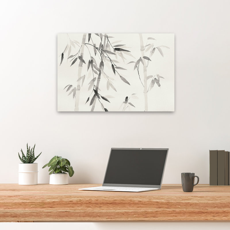 Art asiatique et feuilles de bambou III, H 16 po x l 24 po