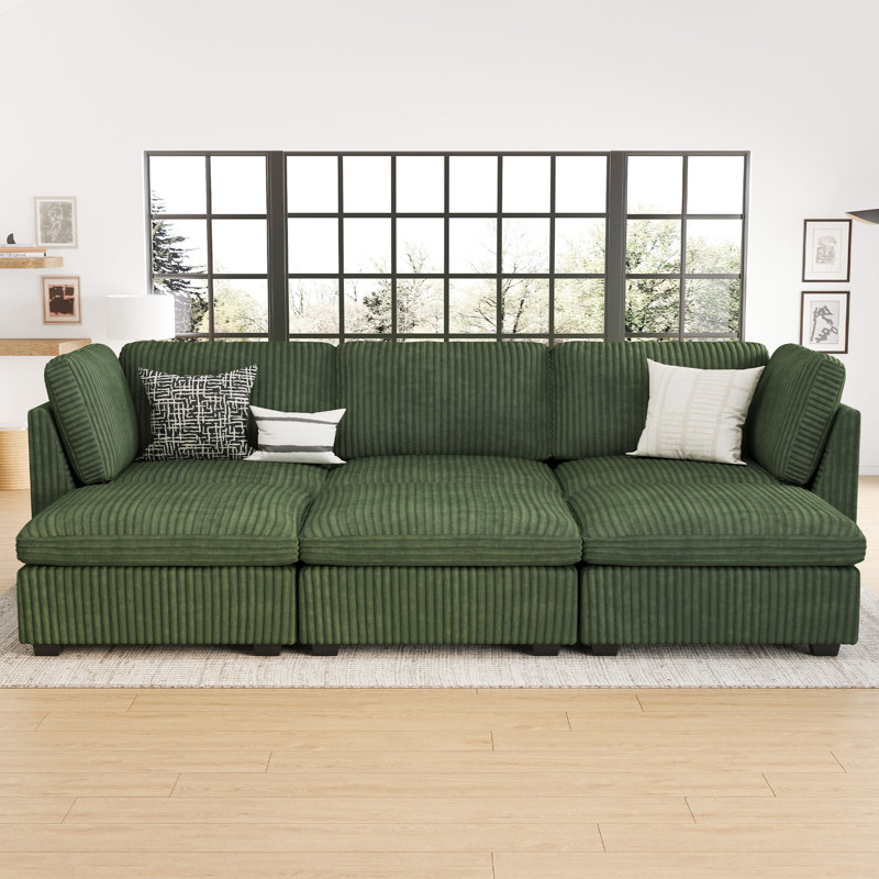 Hutcheson 101.5'' Wide Sofa Bed Sleeper Sectional Storage Sofa Livingroom Apartment Couch, Green Corduroy