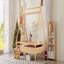 Structure de lit plateforme double avec escalier, matériau en bois massif, structure de lit simple, profil bas et design amusant enfantin, finition naturelle-485544994-485544993