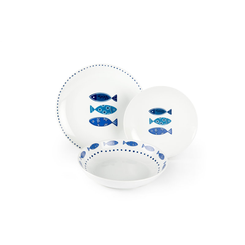 Ocean 18 Piece Porcelain Dinnerware Set - Service for 6