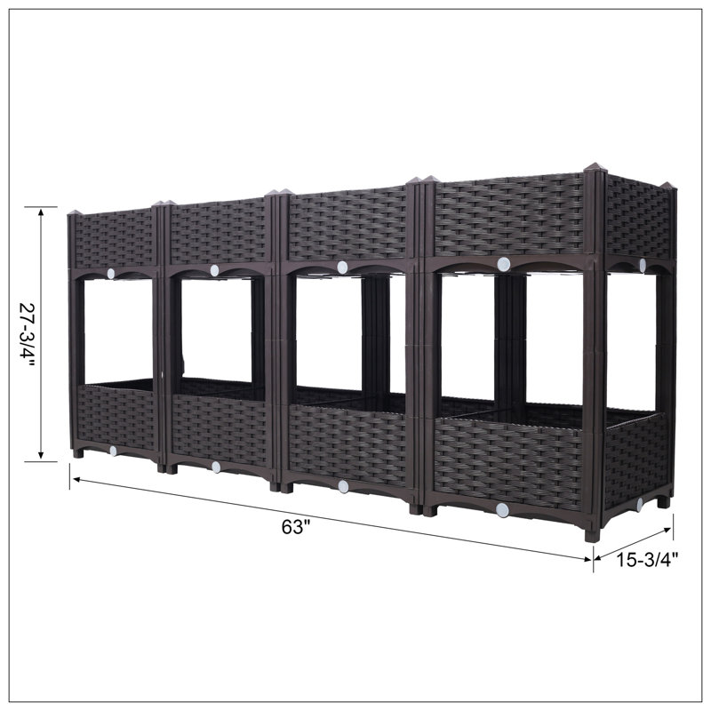 Planter Raised Beds - Elevated Planter Garden Box With Drainage Plug Raised Garden Beds For Vegetable/Flower/Herb Outdoor Standing Planter Beds Gardening Kit,63"X15.7"X27.7"