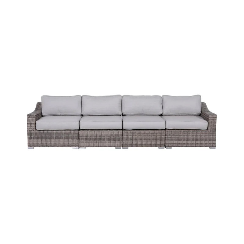 Ensemble de conversation modulaire en rotin 4 pièces avec coussins entièrement assemblé