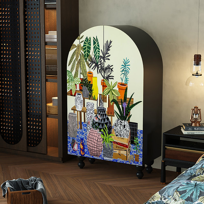 Garde-robe de chambre à coucher de style français, Noir / multicolore