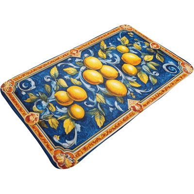 Tapis à thème citron, créer une atmosphère printanière et estivale, fournitures de décoration de plancher d'entrée intérieure, semelle intérieure facile à nettoyer de 18 po x 47 po absorbant l'eau, antidérapante, matériau en flanelle