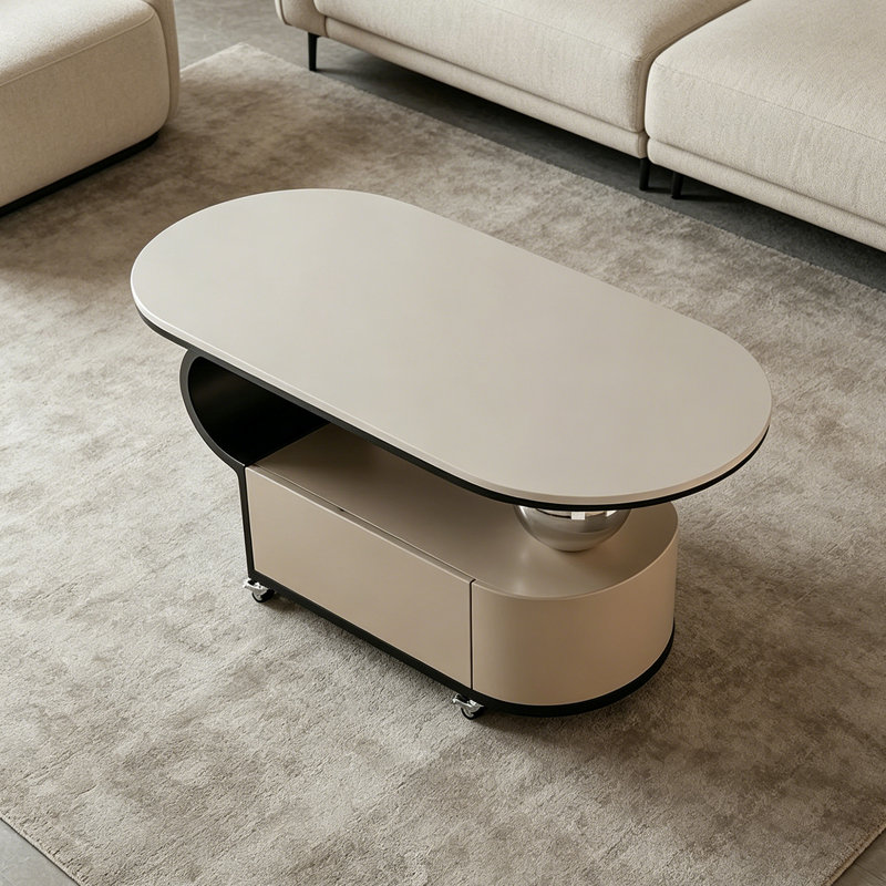 Table basse avec rangement Tressa, H 19,68 po x L 31,49 po x l 15,74 po, Blanc, Noir