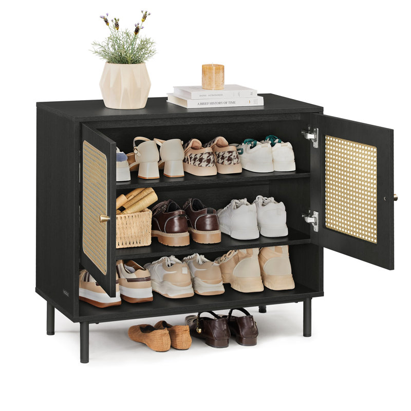 16 Pair Shoe Storage Cabinet, Black