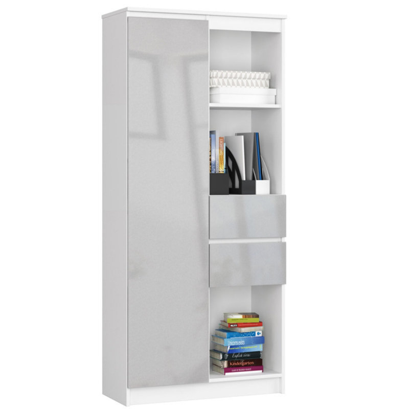 Alexs 180cm H x 80cm W Standard Bookcase, Metallic Gloss