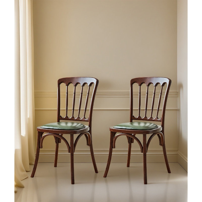 Chaise de salle à manger simple avec dossier rembourré en bois massif et cuir
