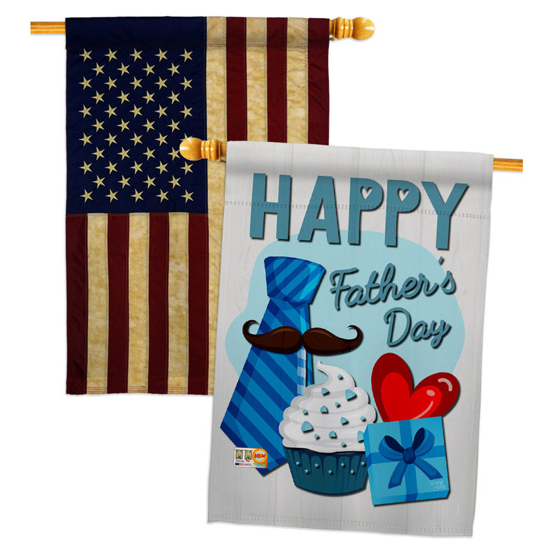 Double Sided 40'' H x 28'' W Polyester Father's Day House Flag