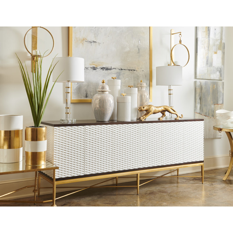 Ceramic Jar, White/Gold