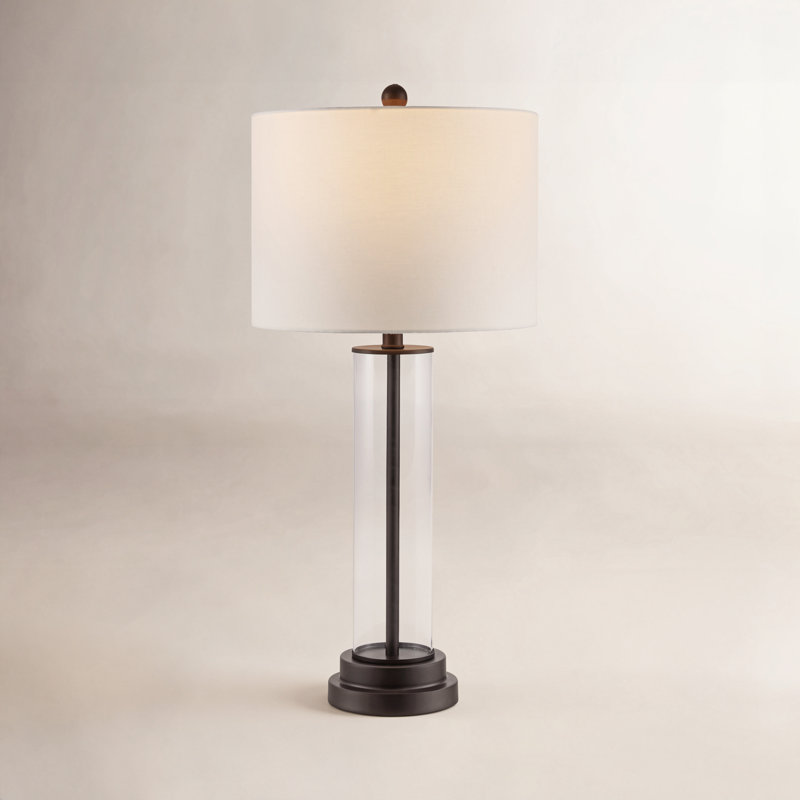 Lampe de table standard 29,25 po, Frotté à l'huile bronze/transparent