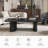 51.2" Modern Minimalist Wood Coffee Table with 3 Oval Column Support, Center Table for Living Room, Black