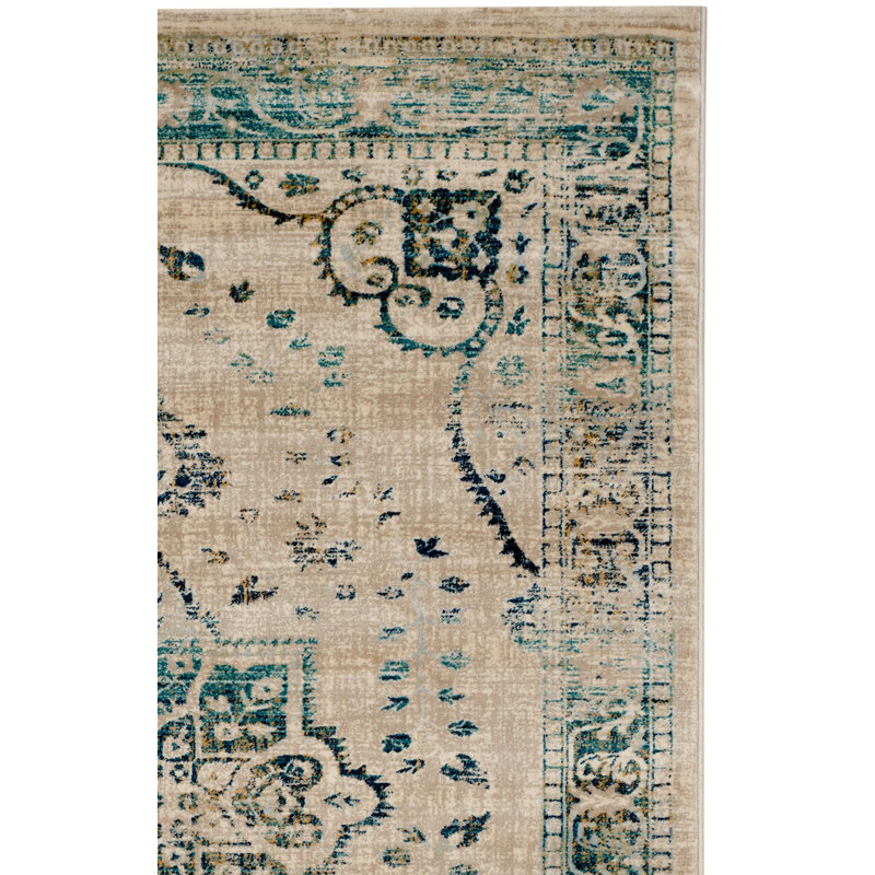 Tapis oriental beige / turquoise Annette, Tapis de couloir 2 pi x 8 pi