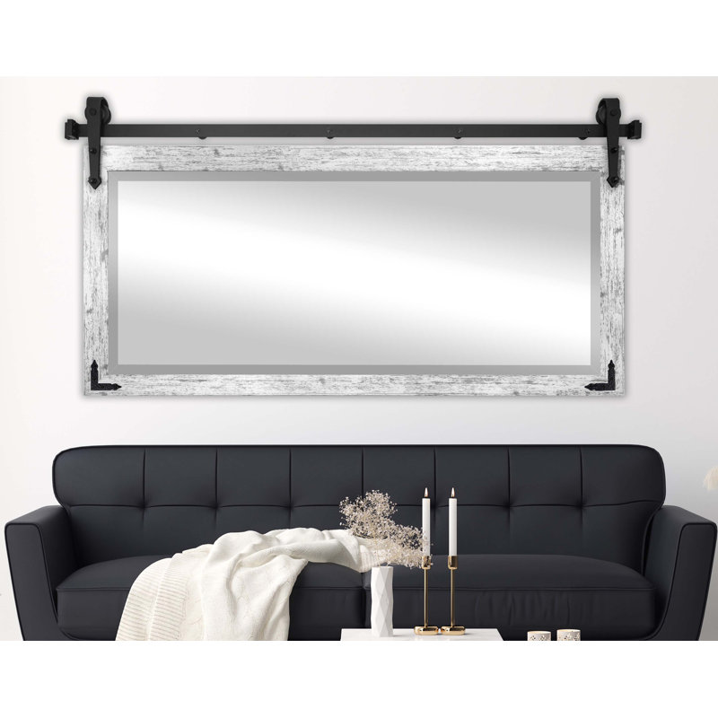 Neace Flat Mirror, 32" H x 66" W, Weathered White