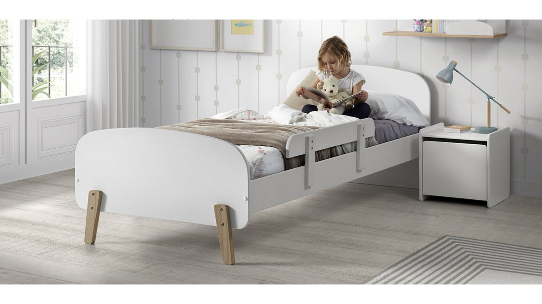 Bett-Set Kiddy mit Lattenrost, Nachtkonsole und Absturzschutz, 90 x 200 cm