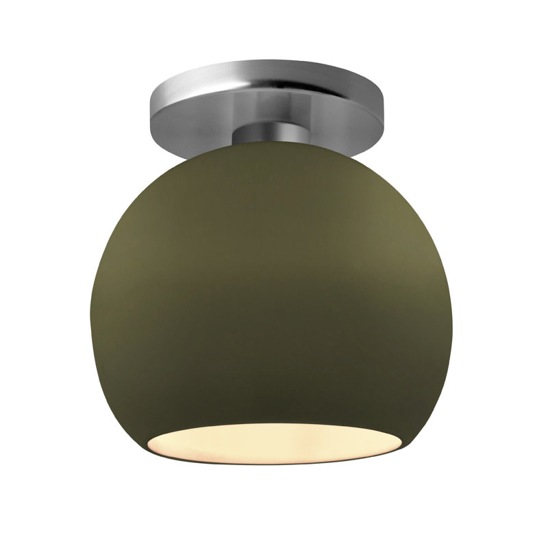 Plafonnier semi-encastré Radiance, H 9 po x l 10 po x P 10 po, Vert mat / noir mat, Nickel brossé
