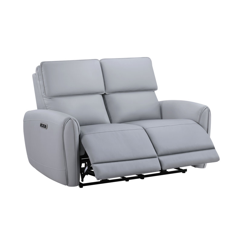 Causeuse inclinable Jero Power Motion, port USB, similicuir gris clair