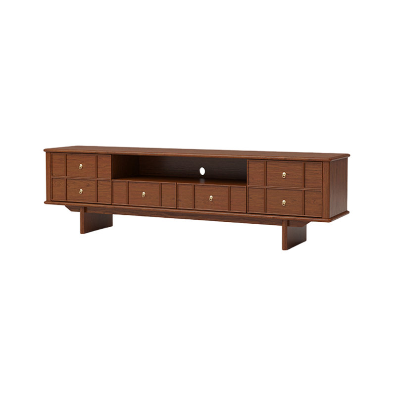 Meuble télé en bois de cerisier avec tablette ouverte, H 19,1 po x L 70,86 po x l 16,53 po