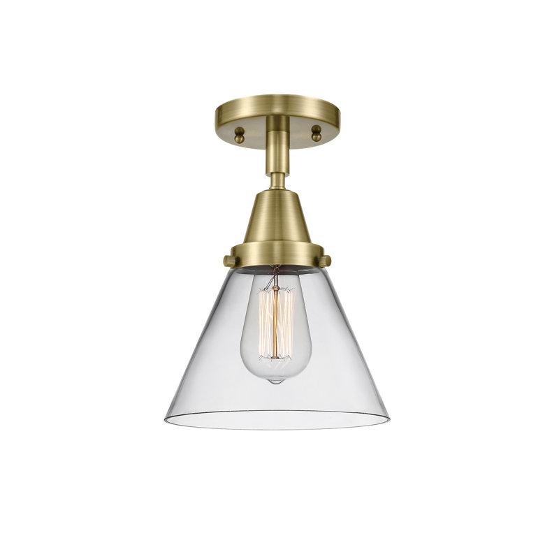 Plafonnier en verre, Laiton antique, Oui, Ampoule non incluse
