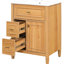 Meuble-lavabo autoportant de 24 po avec lavabo encastré, structure en bois massif, planches, un tiroir rabattable, deux tiroirs latéraux, beaucoup de rangement, tablette réglable, poignées en métal doré