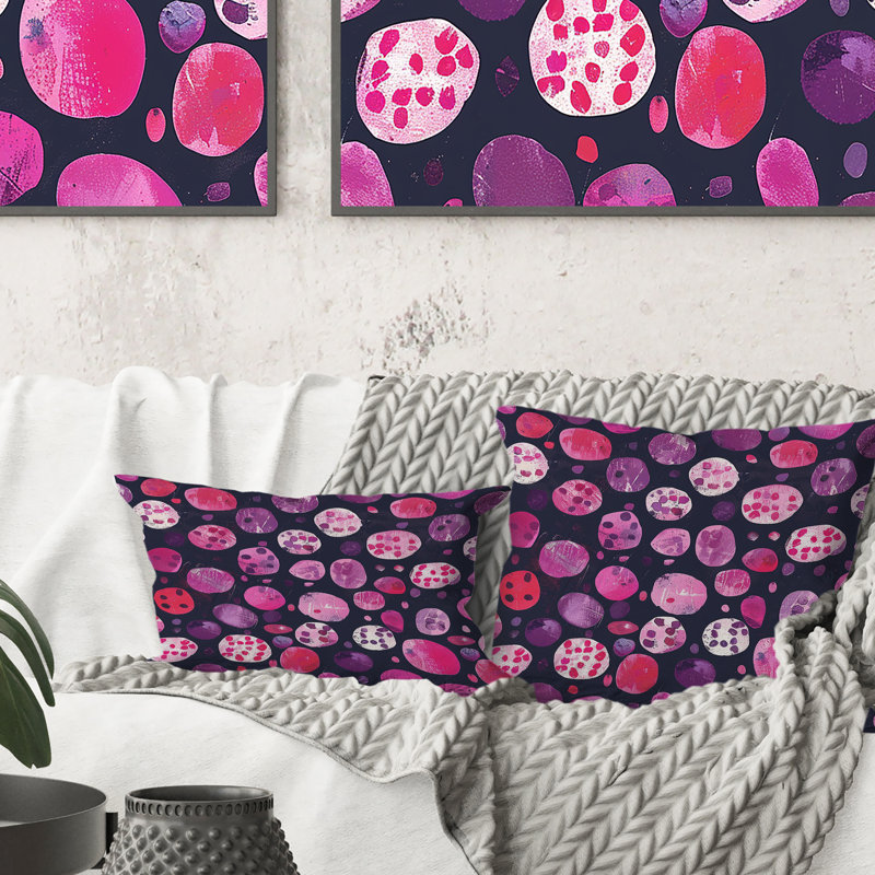 Coussin Magenta Glam Poka Dots I - Glam, H 18 po x H 18 po