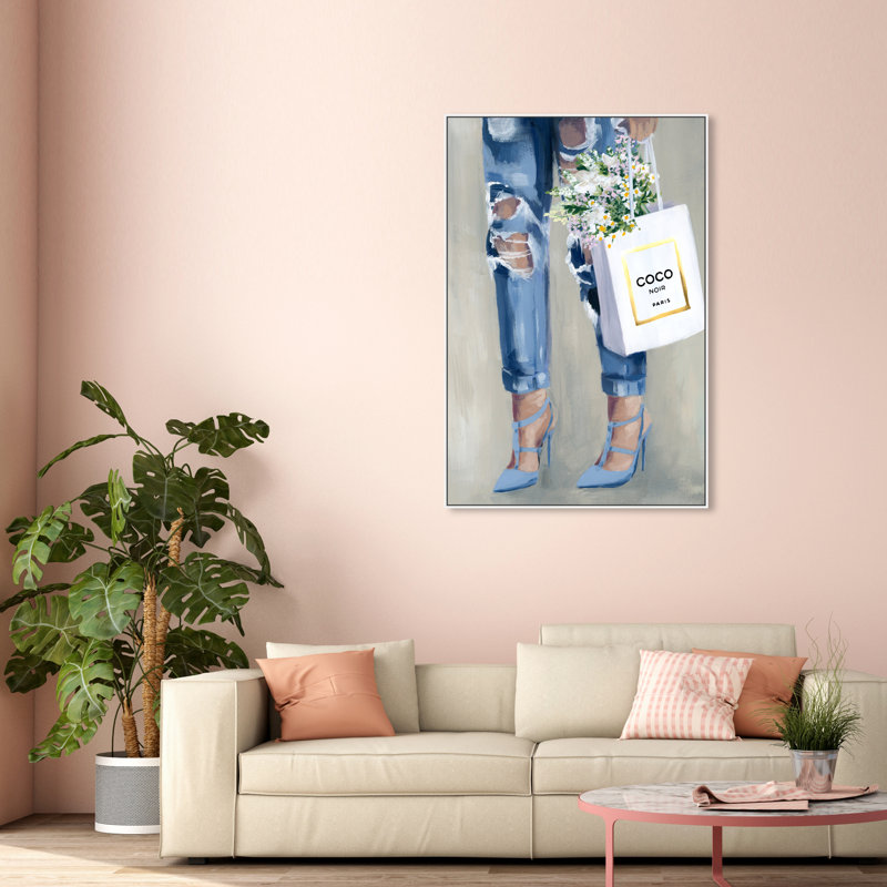 Denim Dream - Peinture sur toile, H 54 po x l 36 po, Toile avec cadre en bois blanc