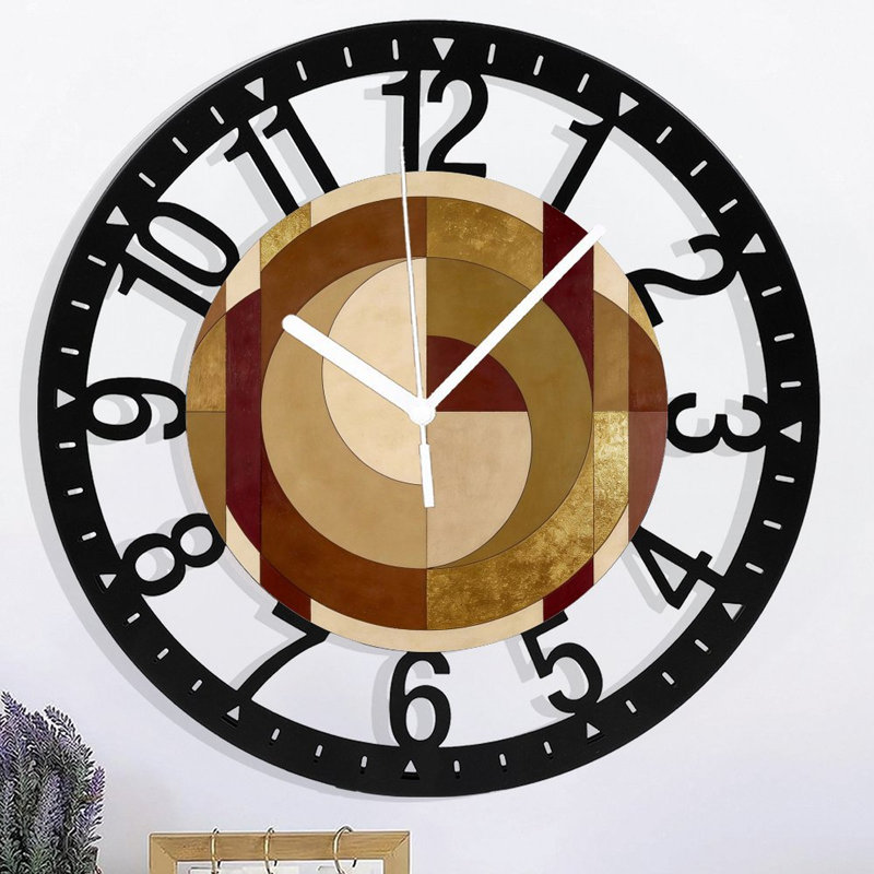 Horloge murale ronde en fer 10 po avec mouvement à quartz silencieux, chiffres arabes, impression UV, Rétro