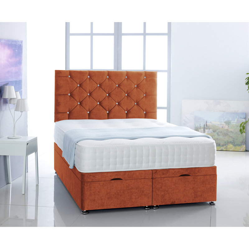Ted Upholstered Ottoman Storage Bed, Single (3'), Orange