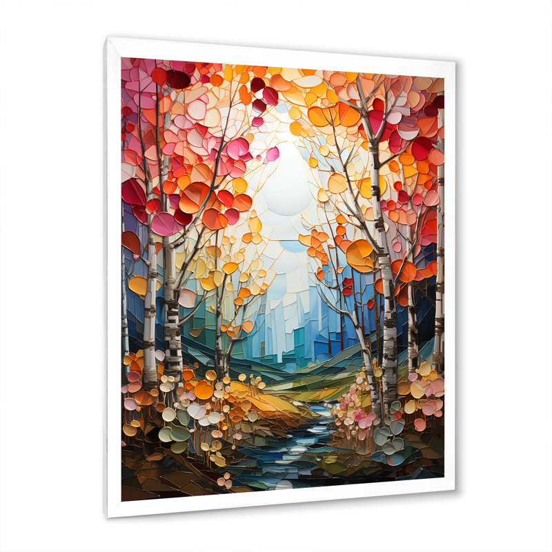 Darrika Birch Woods Autumn Harmony II, reproduction d'art sur toile, H 32 po x l 24 po x P 1 po, Cadre photo blanc