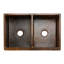 33" Hammered Copper Kitchen Apron 50/50 Double Basin Sink w/ Barrel Strap Design with Matching Drains, and Accessories