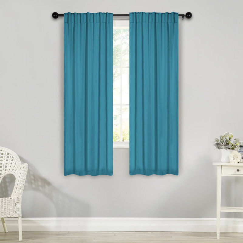 Rideaux obscurcissant et passe-tringle Levatt Classic, Turquoise, L 26 po x L 63 po