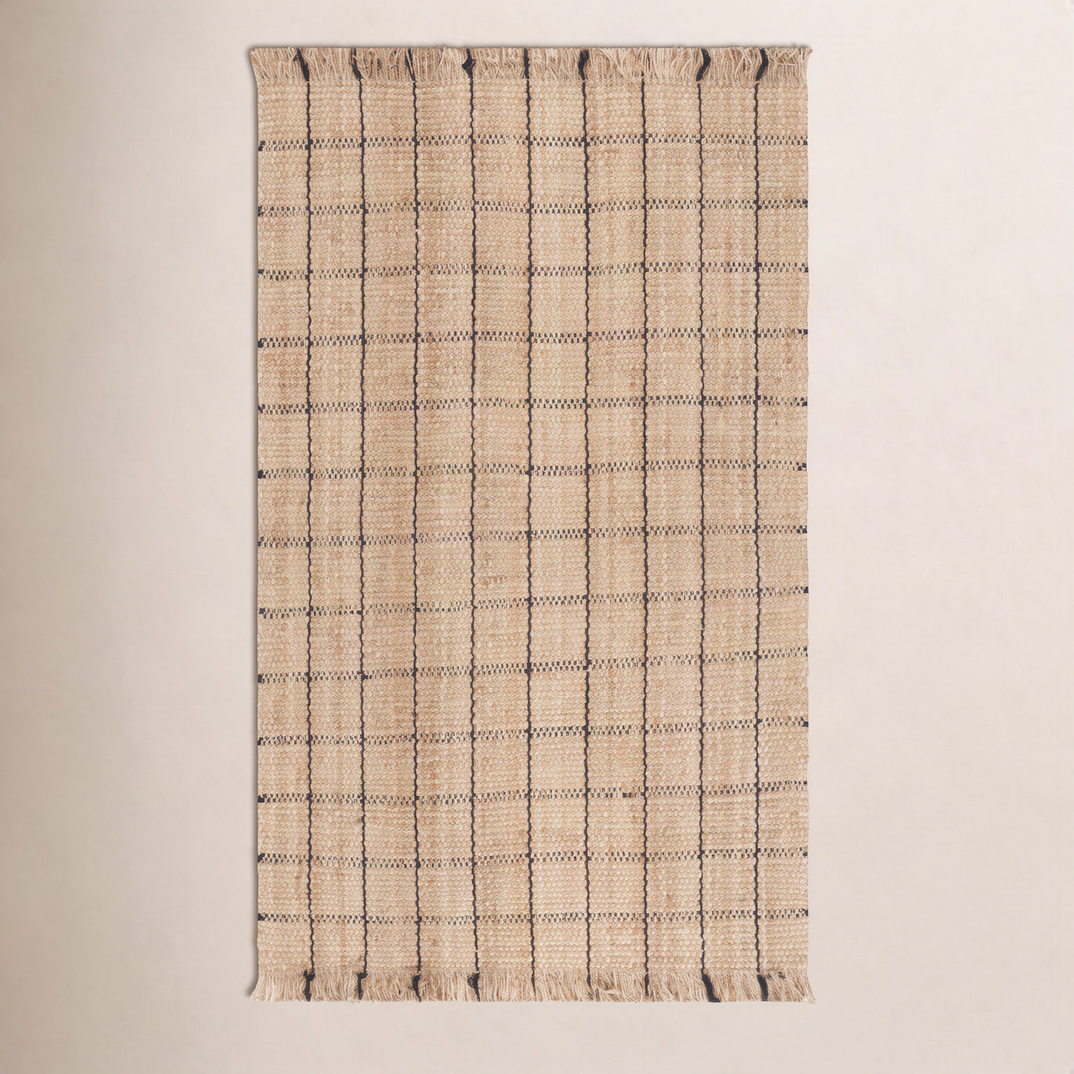 Hand-Woven Geometric Jute Rug, Rectangle 5' x 8'