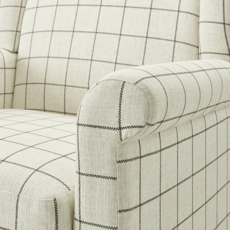 Maisey Upholstered Wingback Accent Armchair with Wooden Feet - Stylish Classic British Design