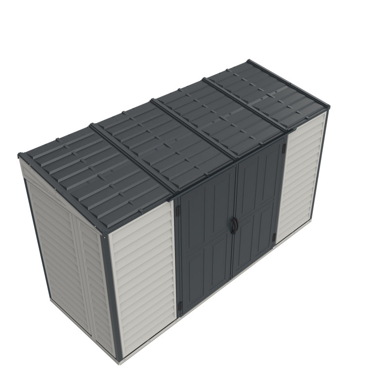 Gray and White 10' x 4' Vinyl Storage Shed with Double Doors