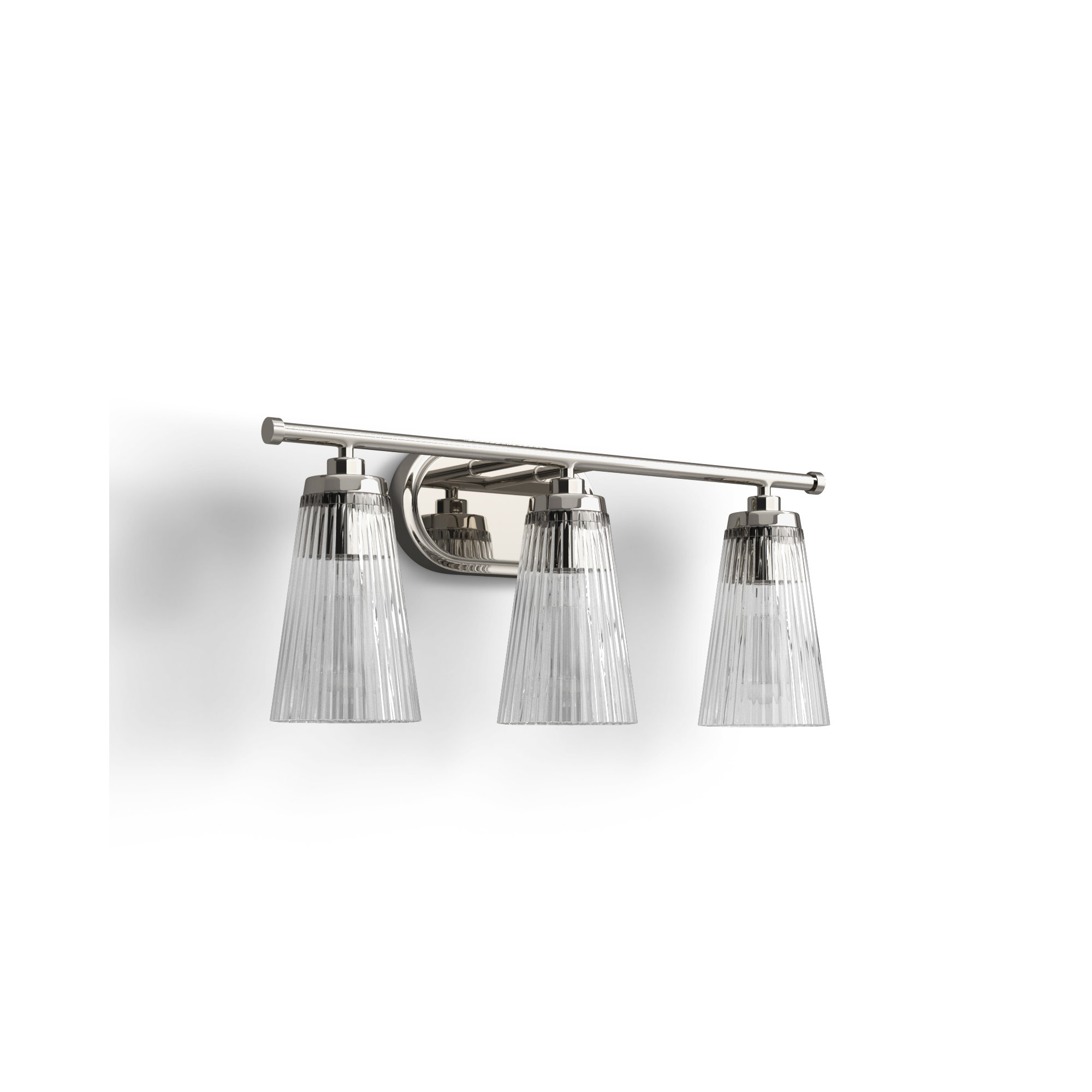 Jeanie Ribbed Dimmable Bath Sconce, Nickel, 3 Lights, 10" H x 22" W x 22" D