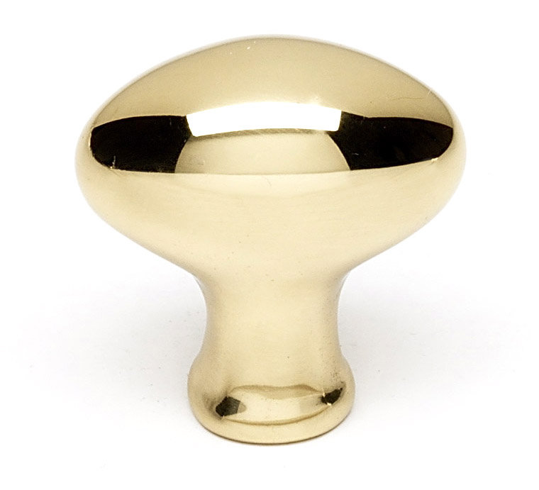 Oval Knob, Polished Brass, 1.25" H x 0.75" W x 0.5" D