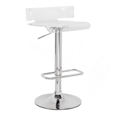 Rania Clear & Chrome Finish Adjustable Stool W/Swivel
