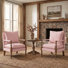 Chaise d'appoint, fauteuil avec accoudoirs en bois massif, canapé simple avec coussins confortables et lombaire (ensemble de 2)