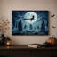 «Witch Flying Over Runed Stones Under Halloween», art mural sur toile-1615033605