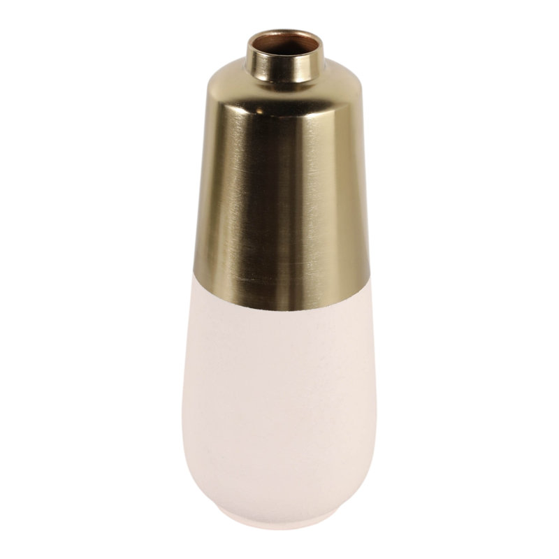 Vase à fleurs moderne en métal et fer Modern Glam, 17.5" H x 7" W