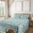 Ambesonne Abstract Sheet Set Minimal Swirly Dash Lines Mint Green and Cadet Blue-109276405