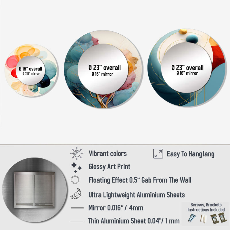 Etalle Metal Round Mirror