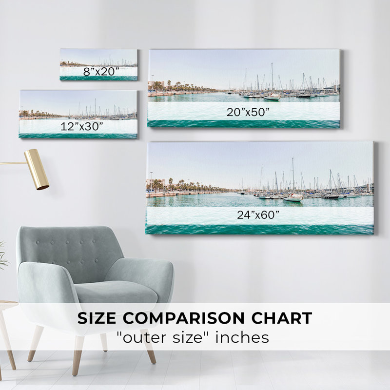 «Barcelona Marina» sur impression sur toile, H 20 po x l 50 po x P 1,5 po