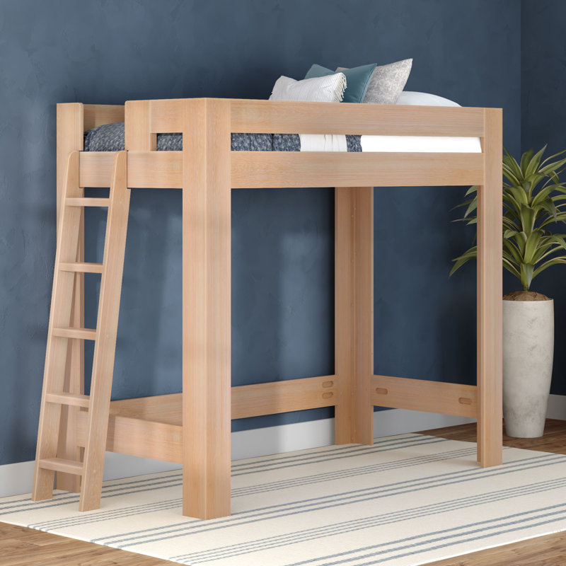 Lit mezzanine simple avec échelle olympique XL, Naturel en relief